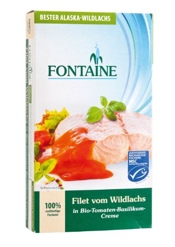 Fontaine Wildlachsfilet in Bio Tomaten-Basilikum-Creme 200g Fischkonserve, 3er Pack (3 x 200 g) von Fontaine