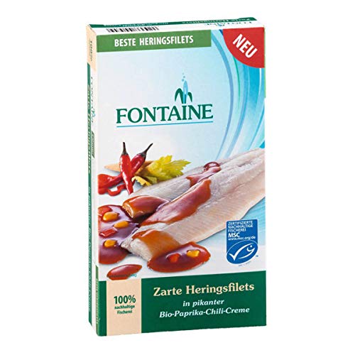 Fontaine - Zarte Heringsfilets in Bio-Paprika-Chilli-Creme - 200 g - 6er Pack Fontaine - Zarte Heringsfilets in Bio-Paprika-Chilli-Creme - 200 g - 6er Pack von GREAT BRITISH TRADING LIMITED
