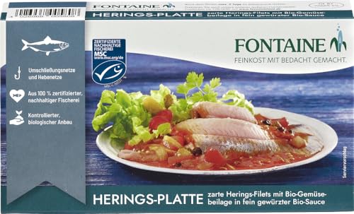 Herings-Platte in Bio-Creme mit Bio-Gemüseeinlage 12 x 200 gr Herings-Platte in Bio-Creme mit Bio-Gemüseeinlage 12 x 200 gr von Fontaine