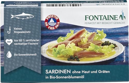 Sardinen ohne Haut u. Gräten in Bio-Sonnenblumenöl 18 x 125 gr Sardinen ohne Haut u. Gräten in Bio-Sonnenblumenöl 18 x 125 gr von Fontaine