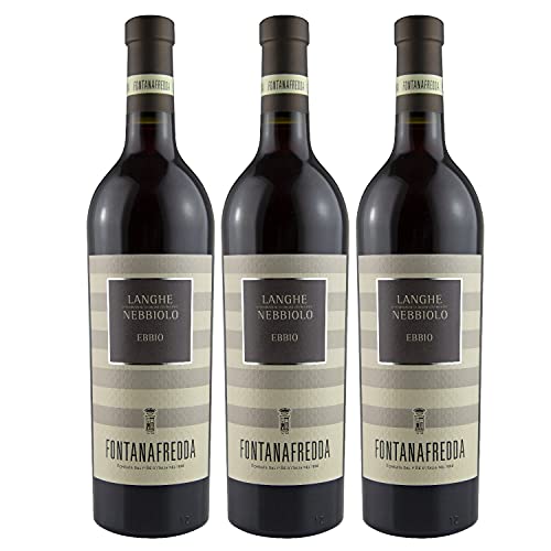 Fontanafredda Ebbio Langhe Nebbiolo DOC Rotwein Wein trocken Italien I Visando Paket (3 Flaschen) von Fontanafredda