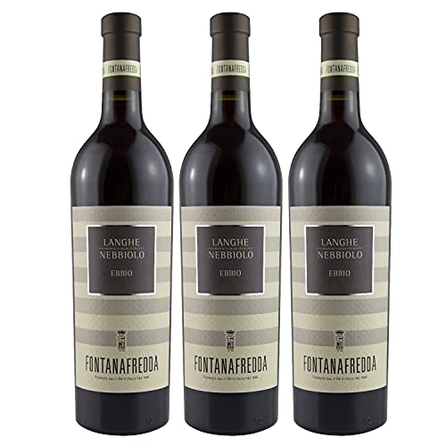 Fontanafredda Ebbio Langhe Nebbiolo DOC Rotwein Wein trocken Italien I Visando Paket (3 Flaschen) von Fontanafredda