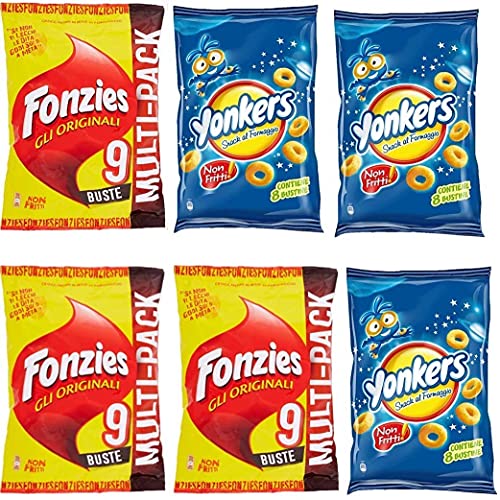 3x Fonzies Maissnack mit Käse 9 Portionstüten á 23g chips + 3x Yonkers 8 Portionstüten á 120g Käsechips von Fonzies