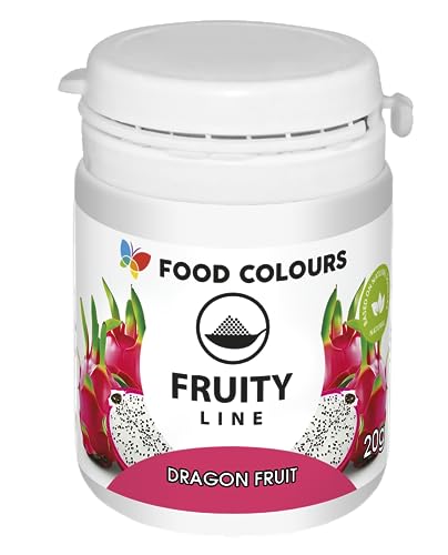 Food Colours Natürliches Farbstoffpulver Fruity Line DRAGON FRUIT 20G Natürliches Färbepulver für Cremes, Zuckerguss, Biskuitteig Lebensmittelfarbstoff in Pulverform für Getränke, Gelees von Food Colours