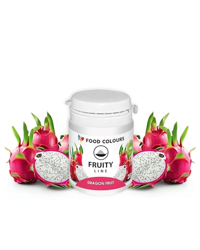 Food Colours Natürliches Farbstoffpulver Fruity Line DRAGON FRUIT 20G Natürliches Färbepulver für Cremes, Zuckerguss, Biskuitteig Lebensmittelfarbstoff in Pulverform für Getränke, Gelees von Food Colours