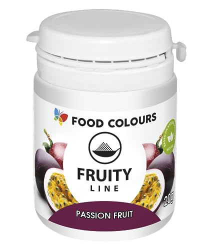 Food Colours Natürliches Farbstoffpulver Fruity Line PASSION FRUIT 20G Natürliches Färbepulver für Cremes, Zuckerguss, Biskuitteig Lebensmittelfarbstoff in Pulverform für Getränke, Gelees von Food Colours