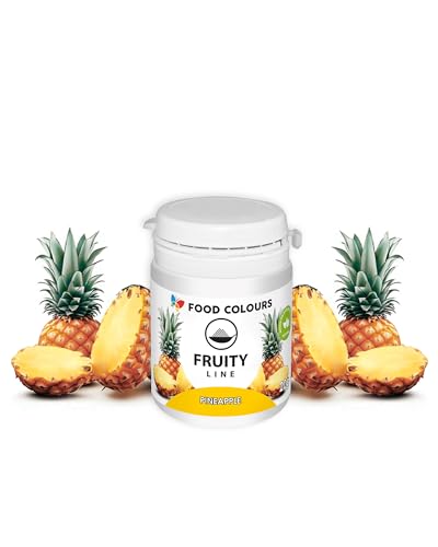 Food Colours Natürliches Farbstoffpulver Fruity Line PINEAPPLE 20G Natürliches Färbepulver für Cremes, Zuckerguss, Biskuitteig Lebensmittelfarbstoff in Pulverform für Getränke, Gelees von Food Colours