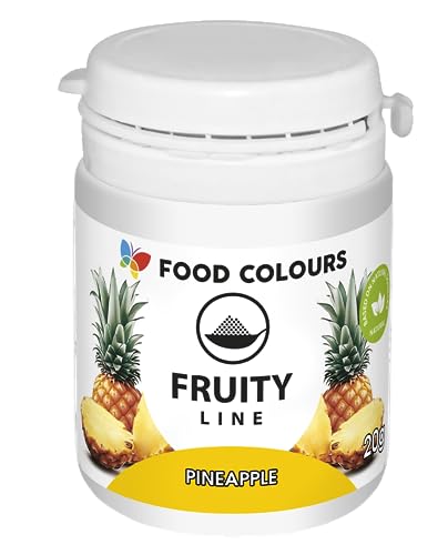 Food Colours Natürliches Farbstoffpulver Fruity Line PINEAPPLE 20G Natürliches Färbepulver für Cremes, Zuckerguss, Biskuitteig Lebensmittelfarbstoff in Pulverform für Getränke, Gelees von Food Colours