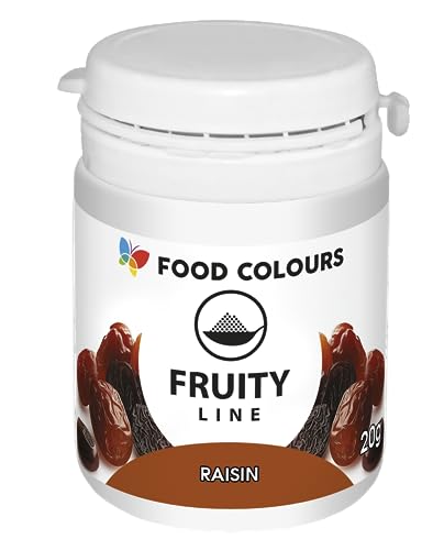 Food Colours Natürliches Farbstoffpulver Fruity Line RAISIN 20G Natürliches Färbepulver für Cremes, Zuckerguss, Biskuitteig Lebensmittelfarbstoff in Pulverform für Getränke, Gelees von Food Colours
