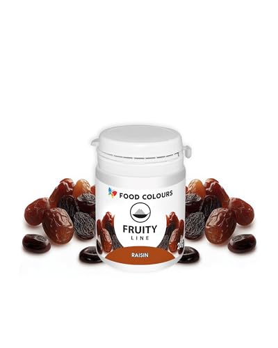 Food Colours Natürliches Farbstoffpulver Fruity Line RAISIN 20G Natürliches Färbepulver für Cremes, Zuckerguss, Biskuitteig Lebensmittelfarbstoff in Pulverform für Getränke, Gelees von Food Colours