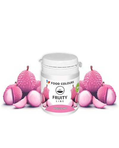 Food Colours Natürliches Farbstoffpulver Fruity Line VEGELYCHEE 20G Natürliches Färbepulver für Cremes, Zuckerguss, Biskuitteig Lebensmittelfarbstoff in Pulverform für Getränke, Gelees von Food Colours