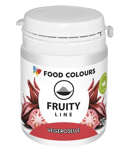 Food Colours Natürliches Farbstoffpulver Fruity Line VEGEROSELLE 20G Natürliches Färbepulver für Cremes, Zuckerguss, Biskuitteig Lebensmittelfarbstoff in Pulverform für Getränke, Gelees von Food Colours