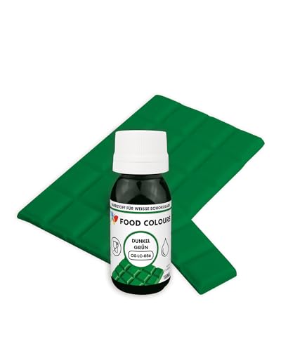 Food Colours OS-LC DARK GREEN 18 ml Lebensmittelfarbe für weiße Schokolade, Pralinen, Cremes, Fettmassen, Gebäck, Kuchen- und Tortenverzierungen von Food Colours