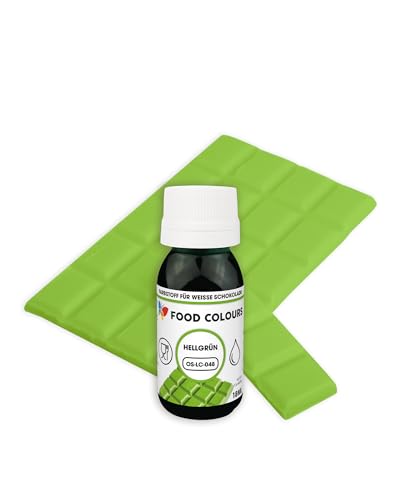 Food Colours Lebensmittelfarbe für weiße Schokolade OS-LC LIGHT GREEN 18 ML Farbe für Pralinen Cremes Fettmassen, Lebensmittelfarbe zum Backen, Lebensmittelfarbe zum Verzieren von Kuchen und Torten von Food Colours