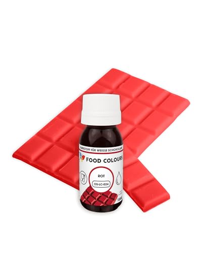 Food Colours OS-LC RED 18 ml Lebensmittelfarbe für weiße Schokolade, Pralinen, Cremes, Fettmassen, Gebäck, Kuchen- und Tortenverzierungen von Food Colours