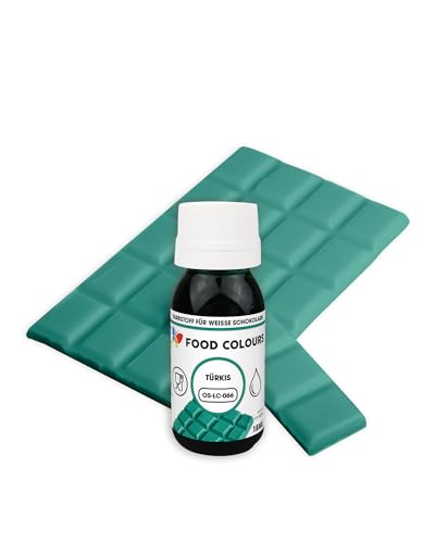 Food Colours Lebensmittelfarbe für weiße Schokolade OS-LC TURQUOISE 18 ML, Farbe für Pralinen, Cremes, Fettmassen, Lebensmittelfarbe zum Backen, Lebensmittelfarbe zum Verzieren von Kuchen und Torten von Food Colours