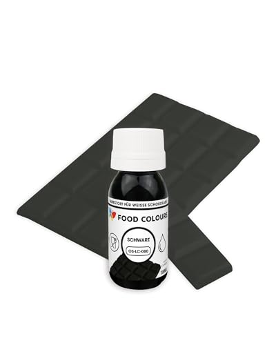 Food Colours OS-LC BLACK 18 ml Lebensmittelfarbe für weiße Schokolade, Pralinen, Cremes, Fettmassen, Gebäck, Kuchen- und Tortenverzierungen von Food Colours