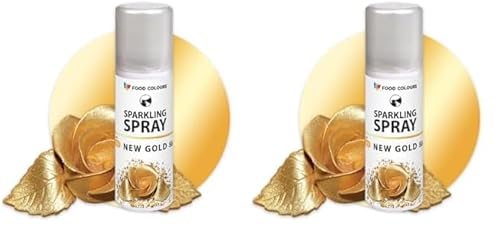 Food Colours Lebensmittelfarbspray NEW GOLD 50ML Dekorative Lebensmittelfarbe mit metallischem Effekt, Glitzerüberzug, Dekoration für Kuchen, Schokolade, Pralinen, Zuckerpaste, Tortenoberfläche Food Colours Lebensmittelfarbspray NEW GOLD 50ML Dekorative Lebensmittelfarbe mit metallischem Effekt, Glitzerüberzug, Dekoration für Kuchen, Schokolade, Pralinen, Zuckerpaste, Tortenoberfläche von Food Colours