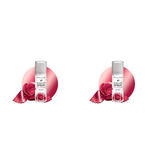 Lebensmittelfarbspray RUBY 50ML Dekorative Lebensmittelfarbe mit metallischem Effekt, Glitzerüberzug, Dekoration für Kuchen, Schokolade, Pralinen, Zuckerpaste, Tortenoberfläche (Packung mit 2) von Food Colours