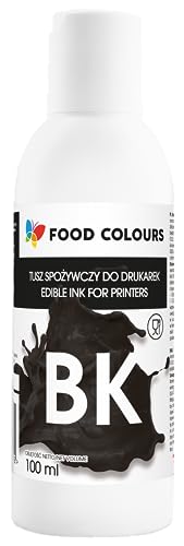 Food Colours Lebensmitteltinte für Drucker BLACK 100ML Essbarer Druck, Druck auf Waffelpapier Dekorative Ergänzung für Torten von Food Colours