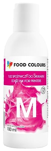 Food Colours Lebensmitteltinte für Drucker MAGENTA 100ML Essbarer Druck, Druck auf Waffelpapier Dekorative Ergänzung für Torten von Food Colours