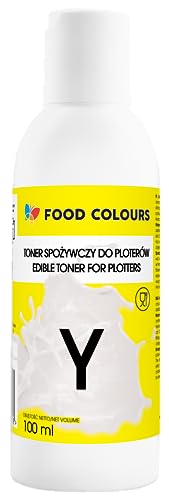 Food Colours Lebensmitteltinte für Plotter YELLOW 100ML Essbarer Druck, Druck auf Waffelpapier Dekorative Ergänzung für Torten von Food Colours