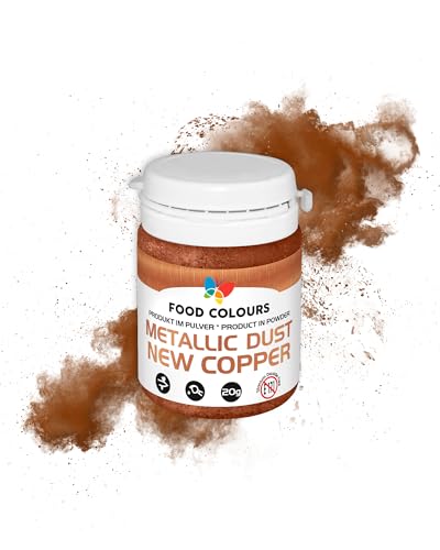 Food Colours Lebensmittelfarbpulver mit metallischem Effekt Essbarer Farbstoff NEW COPPER 20G Metallischer Farbstoff Glitzerfarbstoff Dekoration für Kuchen Torten Zuckerpasten Kekse Dekoration für Getränke von Food Colours