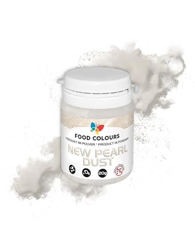 Food Colours Lebensmittelfarbe Pulver mit metallischem Effekt NEW PEARL 20G Glitzerfarbstoff Dekoration für Kuchen, Torten, Zuckerpasten, Kekse Dekoration, für Getränke von Food Colours