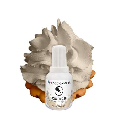 Food Colours Gelfarbe BEIGE CHAMOIS 20G breite Anwendung Lebensmittelfarbe für Sahnecreme Biskuitteig Zuckerguss Königliche Zuckerguss Macarons Lebensmittelfarbe zur Dekoration von Kuchen und Torten von Food Colours