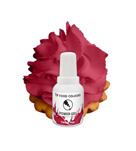 Food Colours Gelfarbe CRIMSON WINE 20G breite Anwendung Lebensmittelfarbe für Sahnecreme Biskuitteig Zuckerguss Königliche Zuckerguss Macarons Lebensmittelfarbe zur Dekoration von Kuchen und Torten von Food Colours