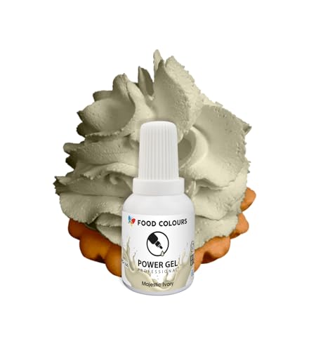 Food Colours Gelfarbe MAJESTIC IVORY 20G breite Anwendung Lebensmittelfarbe für Sahnecreme Biskuitteig Zuckerguss Königliche Zuckerguss Macarons Lebensmittelfarbe zur Dekoration von Kuchen und Torten von Food Colours