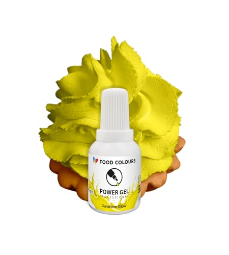 Food Colours Gelfarbe SUNSHINE GLOW 20G breite Anwendung Lebensmittelfarbe für Sahnecreme Biskuitteig Zuckerguss Königliche Zuckerguss Macarons Lebensmittelfarbe zur Dekoration von Kuchen und Torten von Food Colours