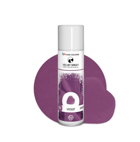 Food Colours Velvet Spray VIOLET 250 ml Lebensmittelfarbe, Wildlederstruktur, Dekorieren von Kuchen, Pralinen, Schokolade, Zuckermassen, Monoporzionen von Food Colours