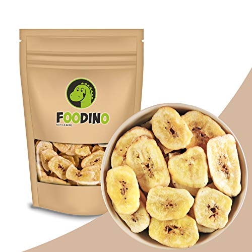 Bananenchips getrocknet ungezuckert ungeschwefelt geröstet ganz Bananen Chips ohne Zucker ungesüßt vegan Trockenfrüchte Trockenobst 500g - 5kg wiederverschließbar Premium Qualität FOODINO (2,5kg) von Foodino