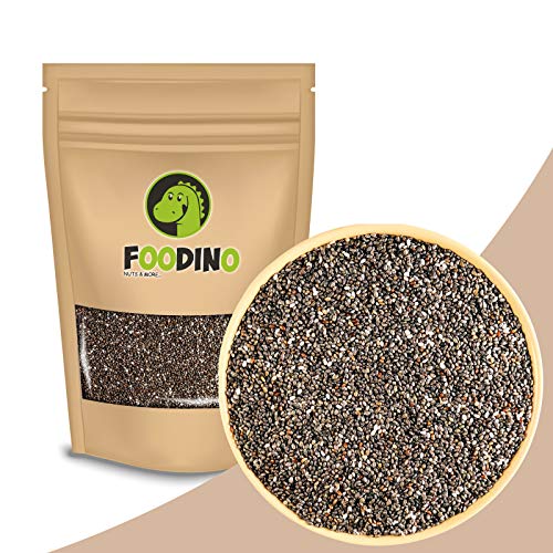 Chia Samen ganz naturbelassen ungezuckert ungeschwefelt unbehandelt Chiasamen glutenfrei vegan schwarz Rohkost roh ohne Zucker Shia 1kg - 5kg wiederverschließbar Premium Qualität FOODINO (2,5kg) von Foodino