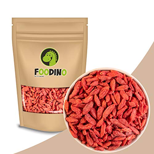 Gojibeeren getrocknet naturbelassen ungezuckert ungeschwefelt Goji Beeren ohne Zucker vegan rückstandsgeprüft rein neue Ernte Rohkost 500g - 2,5kg wiederverschließbar Premium Qualität FOODINO (5kg) von Foodino