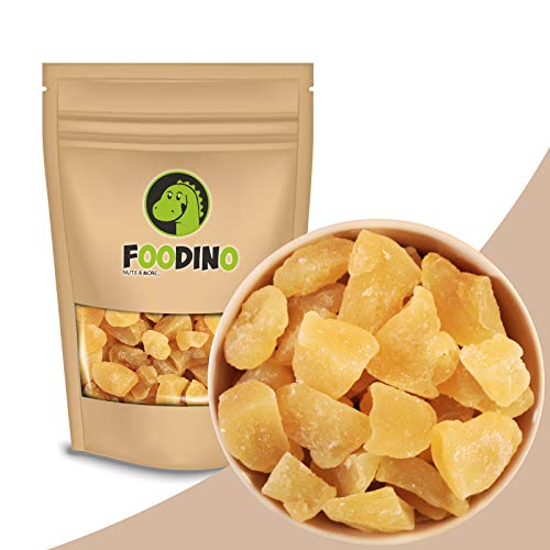 Ingwerstücke scharf leicht kandiert ohne künstliche Aromen Ingwer Stücke gezuckert naturbelassen ungeschwefelt aromatisch 100% Natur 500g 2,5kg wiederverschließbar Premium Qualität FOODINO (1kg) von Foodino