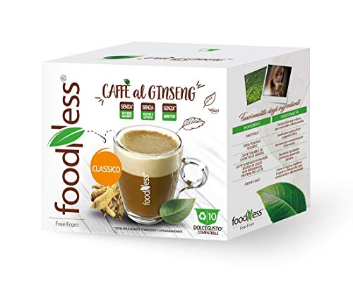 FoodNess - 50 Kapseln + 10 Geschenke Klassischer Ginseng-Kaffee, kompatibel mit Dolce Gusto System ohne Gluten, Laktose und Zuckerzusatz (insgesamt 60 Kapseln) von Foodness