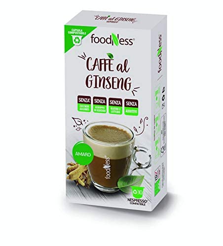 FoodNess - Bitterer Ginseng Kaffee-Kapsel kompatibel mit Nespresso System glutenfrei, laktosefrei und ohne Zuckerzusatz (1 Box Tot. 10 Kapseln) von Foodness