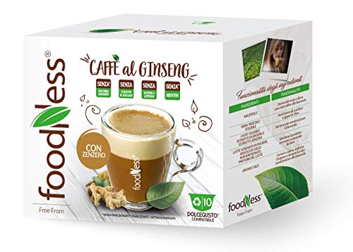 FoodNess - Ginseng Kaffee-Kapsel mit Ingwer kompatibel mit Dolce Gusto System gluten- und laktosefrei und ballaststoffreich (1 Box Tot. 10 Kapseln) von Foodness