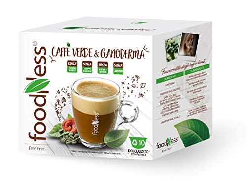 FoodNess - Grüner Kaffee und Lackporling Kapsel kompatibel mit Dolce Gusto ohne Laktose und ohne Gluten, Haselnuss-Aroma (1 Box Tot. 10 Kapseln) von Foodness