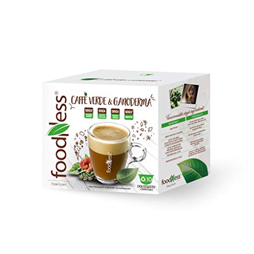 FoodNess - Grüner Kaffee und Lackporling Kapsel kompatibel mit Dolce Gusto ohne Laktose und ohne Gluten, Haselnuss-Aroma (1 Box Tot. 10 Kapseln) von Foodness