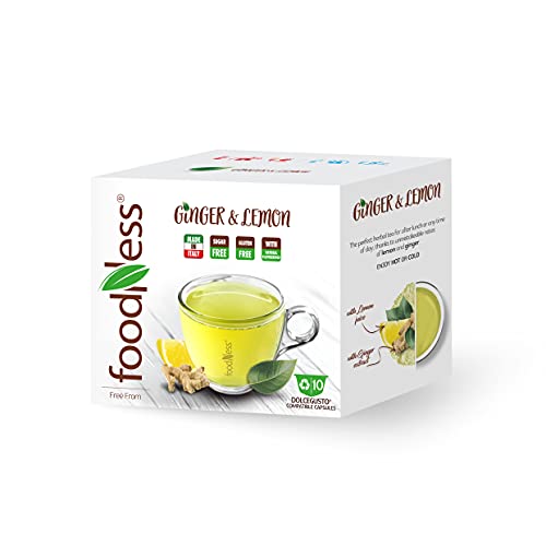 FoodNess - Ingwer und Zitronentee Kapsel kompatibel mit Dolce Gusto System, glutenfreies Getränk mit aromatischen Noten (1 Box Tot. 10 Kapseln) von Foodness