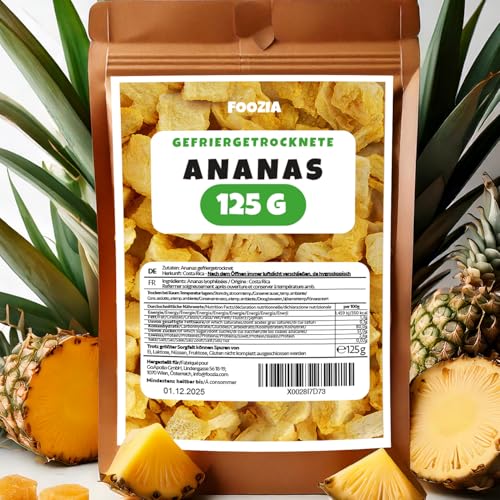 Ananas gefriergetrocknet 125g große Stücke, Gefriergetrocknete Früchte Ohne Zusätze 100% Pur - Natürliche Trockenfrüchte - Getrocknete Ananas Trockenobst von Foozia Ananas gefriergetrocknet 125g große Stücke, Gefriergetrocknete Früchte Ohne Zusätze 100% Pur - Natürliche Trockenfrüchte - Getrocknete Ananas Trockenobst von Foozia von Foozia