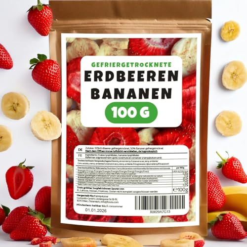 Gefriergetrocknete Früchte Mix 100g, Gefriergetrocknete Erdbeeren Bananen Pur Ohne Zusätze Natürliche Trockenfrüchte Trockenobst von Foozia Gefriergetrocknete Früchte Mix 100g, Gefriergetrocknete Erdbeeren Bananen Pur Ohne Zusätze Natürliche Trockenfrüchte Trockenobst von Foozia von Foozia