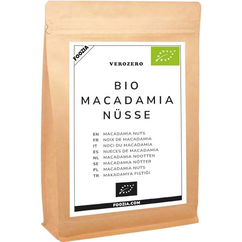 Macadamianüsse Bio 300g - Natur Macadamia Nüsse Roh Ungesalzen Hälften & Große Stücke von Foozia von Foozia