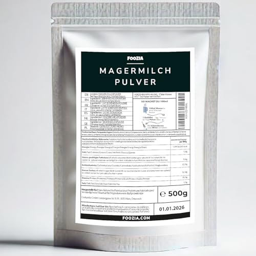 Magermilchpulver Bio Milchpulver Aus Reiner Frisch Milch Hergestellt 500g von Foozia - auch geeignet als Magermilchpulver für Eis und Joghurt von Foozia