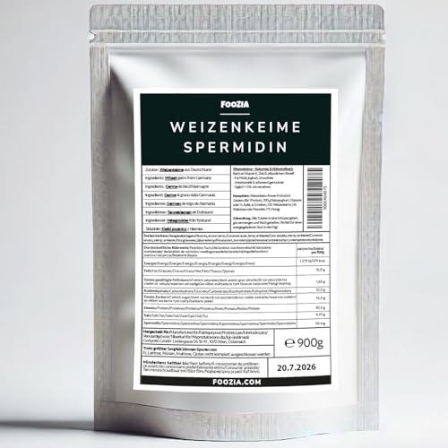 Weizenkeime 900g Spermidin 500 mg/kg Natürlich Pur Vegan aus Deutschland Spermidine Proteinquelle von Foozia Weizenkeime 900g Spermidin 500 mg/kg Natürlich Pur Vegan aus Deutschland Spermidine Proteinquelle von Foozia von Foozia