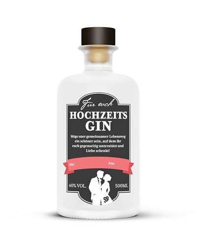 Hochzeits Gin Black Edition - 40% vol. (1 x 0.5 l) - Individualisierbares Geschenk zur Hochzeit von For The Lovers