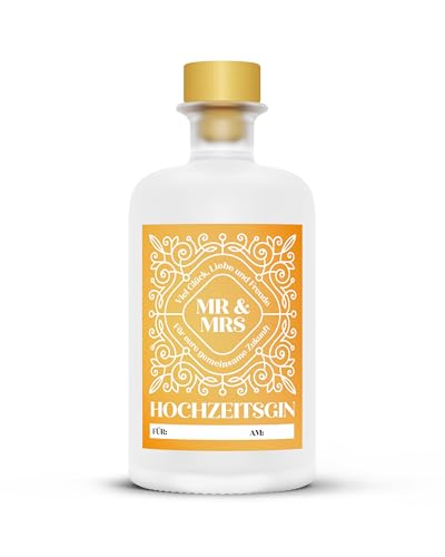 Hochzeits Gin Gold Edition - 40% vol. (1 x 0.5 l) - Individualisierbares Geschenk zur Hochzeit von For The Lovers